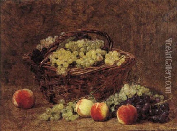 Panier De Raisins Blancs Et De Peches Oil Painting - Henri Fantin-Latour