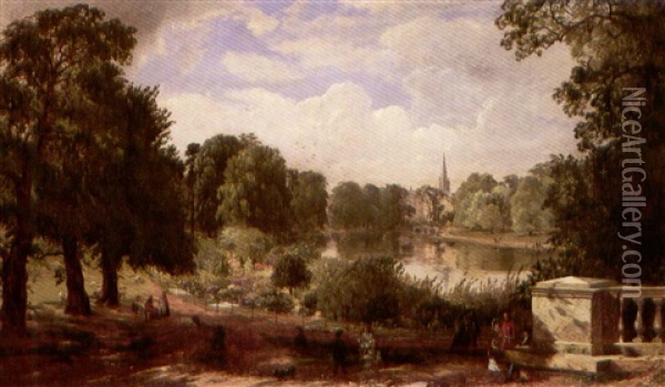 The Serpentine, Hyde Park Oil Painting - Jasper Francis Cropsey