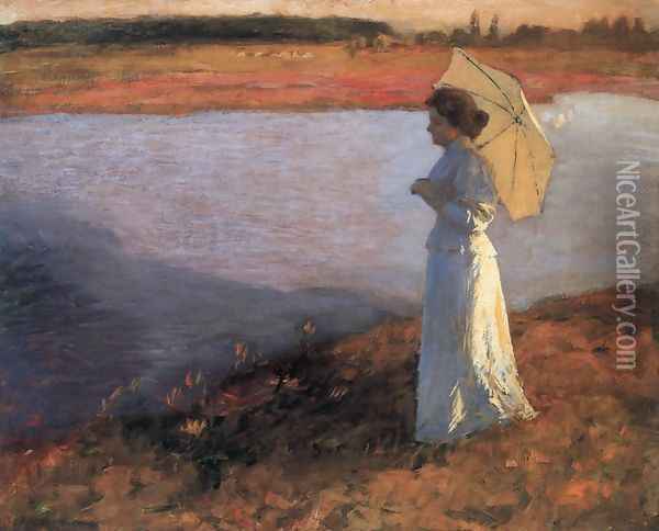 Woman by the Water 1897 Oil Painting - Bela Ivanyi Grunwald