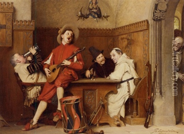 The Ballad Singer Oil Painting - Thure Nikolaus Cederstrom