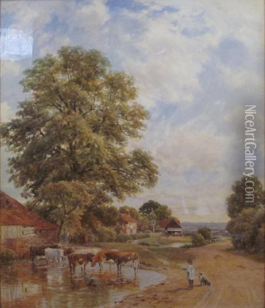 A Roadside Inn, Surrey Oil Painting - John Henry Dearle