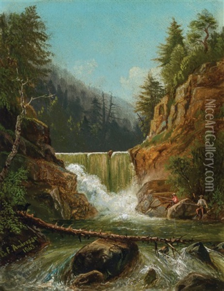 Falls On Poplope (sic) Creek Near Peekskill Oil Painting - Frank Anderson