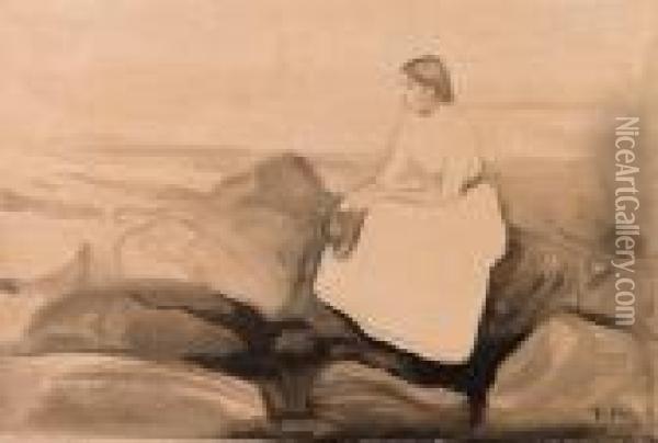 Inger Pa Stranden (inger On The Beach) Oil Painting - Edvard Munch