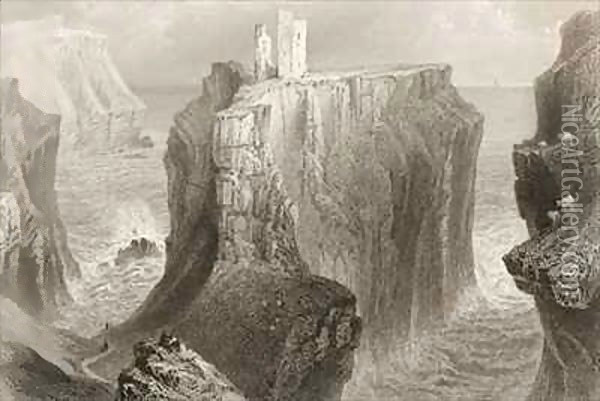 Dunseverick Castle, County Antrim, Northern Ireland Oil Painting - William Henry Bartlett