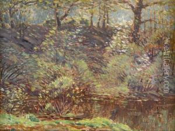 Steep Hollow, Spring, Cos Cob Oil Painting - Leonard Ochtman