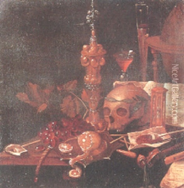 Vanitasstilleben Oil Painting - Jan (Johannes) ver Meulen