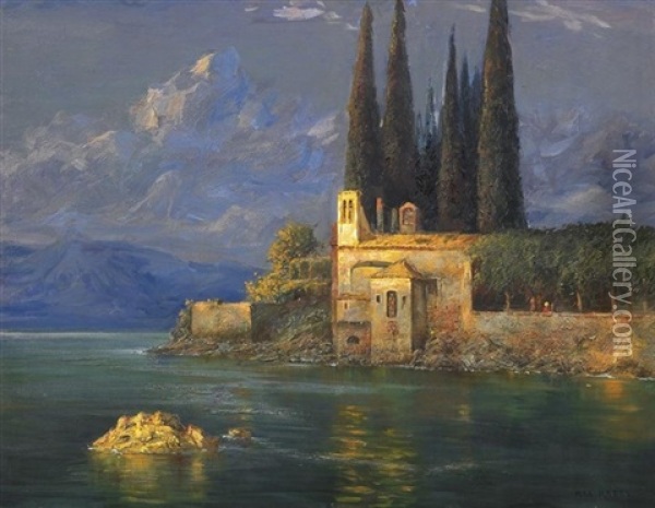 San Vigilio Am Gardasee Oil Painting - Max Friedrich Rabes