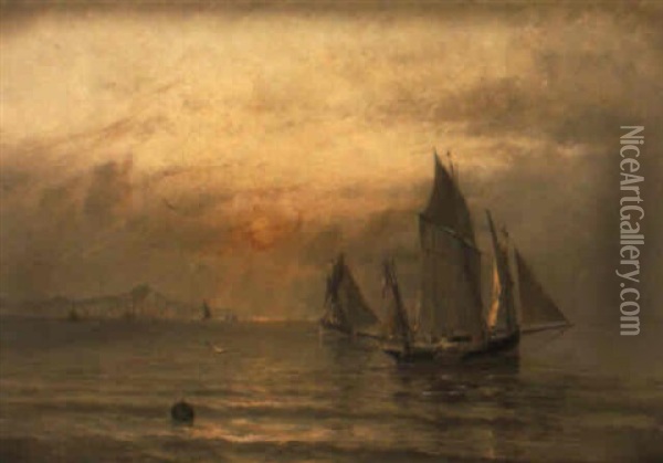 Soluppgang, Le Havre Oil Painting - Herman Gustav af Sillen