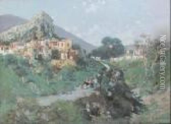 Paesaggio Di Montesarchio Oil Painting - Carlo Brancaccio