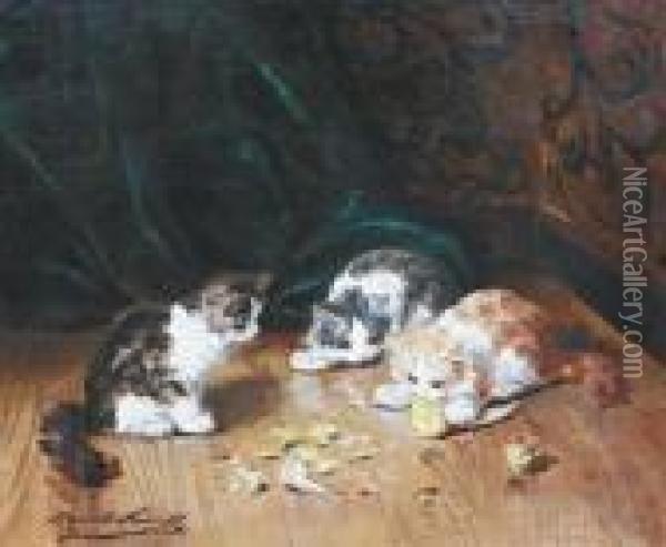 Jeux De Chatons Oil Painting - Alphonse de Neuville