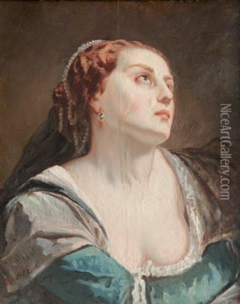 Portrait De Madame Engaliere Oil Painting - Marius Engaliere