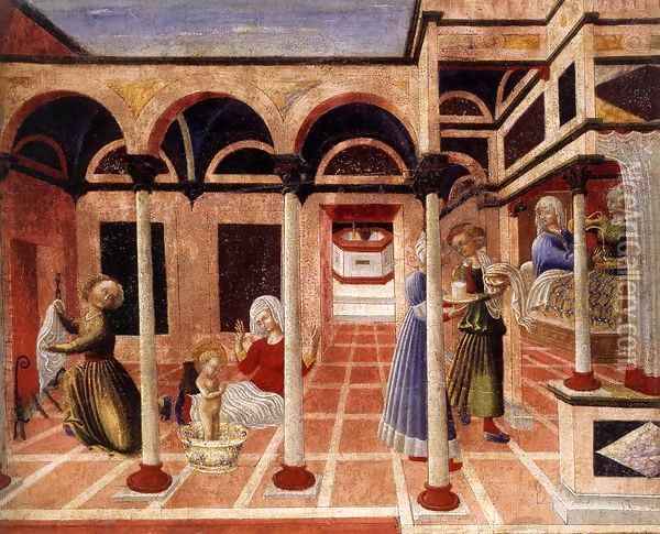 Birth of St Nicholas Oil Painting - Pietro di Giovanni D`Ambrogio