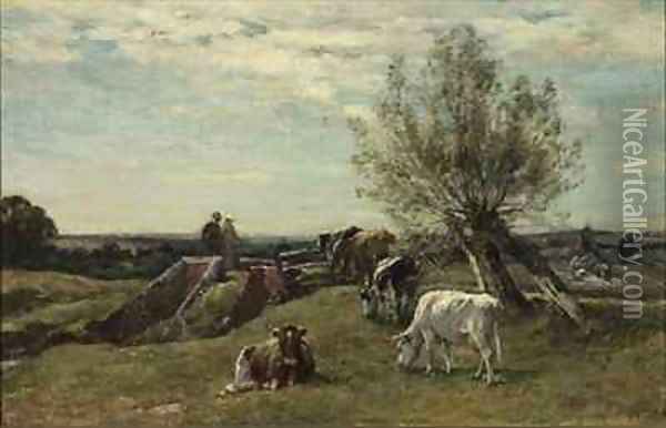 Landscape and Cattle Oil Painting - Mark Fisher