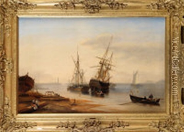 Shipping In Sunderland Harbour Oil Painting - John Wilson Carmichael