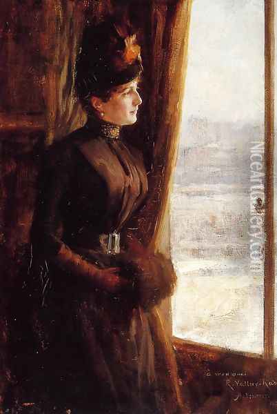 Portrait of Madame Vallery-Radot Oil Painting - Albert Edelfelt