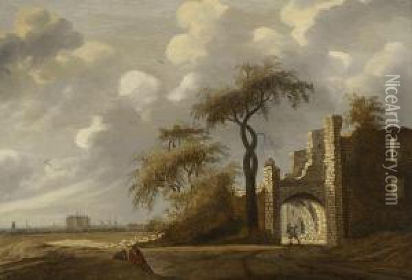 Ruine Des Schlossesbrederode Oil Painting - Anthony Jansz van der Croos