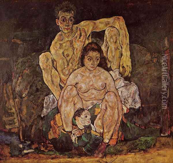 The Family Oil Painting - Egon Schiele