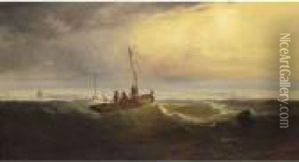 Sailing In Rough Seas Oil Painting - Edward Moran