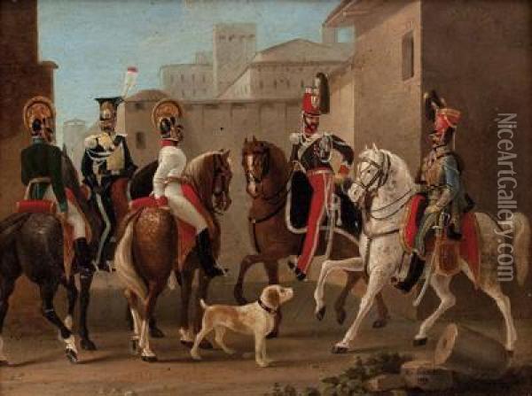Kavalleristen Im Kastell Von Mailand Oil Painting - Grati Alessandro