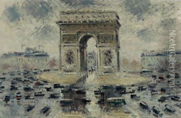 La Place De L'Etoile Oil Painting - Gustave Loiseau