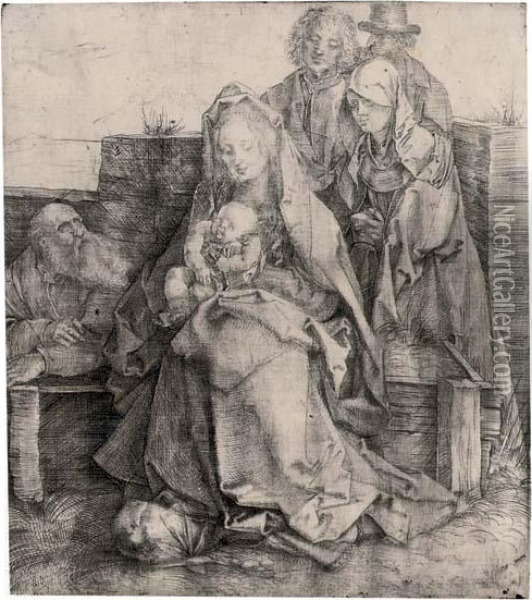The Holy Family With St. John, The Magdalene And Nicodemus Oil Painting - Albrecht Durer