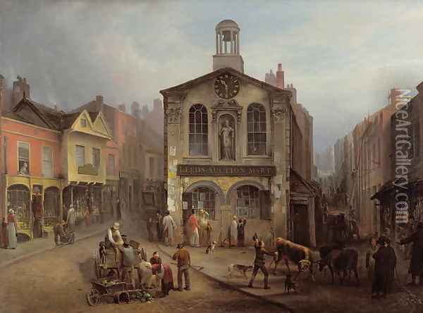 The Old Moot Hall, Leeds, c.1825 Oil Painting - Joseph Rhodes