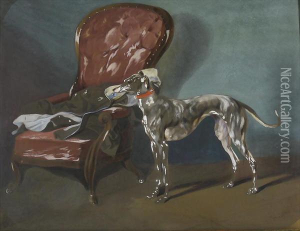 Windspiel Mit Sessel Oil Painting - Josef Heicke