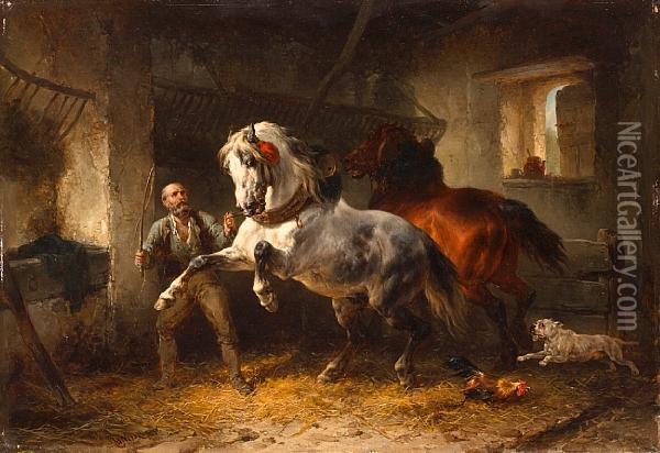 The Frightened Horse Oil Painting - Wouterus Verschuur