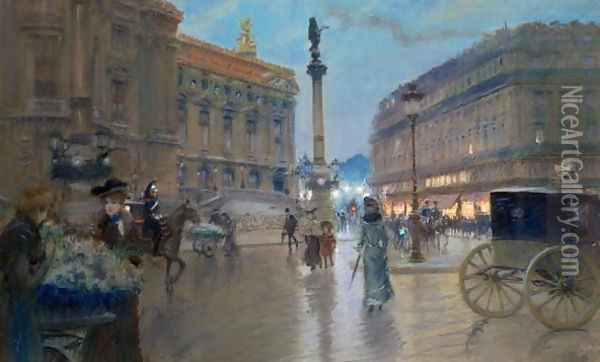 Place de L'Opera, Paris Oil Painting - Georges Stein