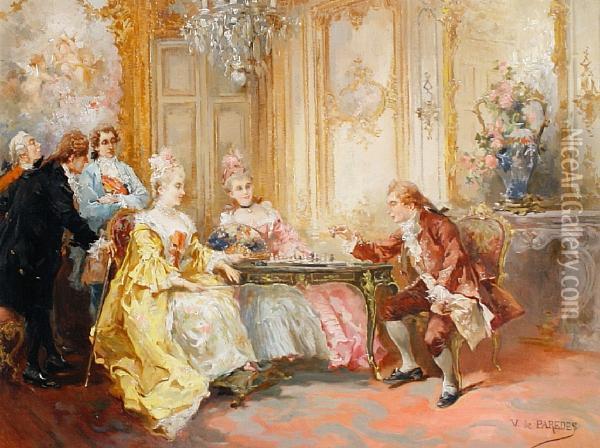The Chess Game Oil Painting - Vicente Garcia de Paredes