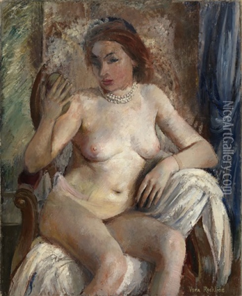 Nude With A Mirror Oil Painting - Vera Rockline