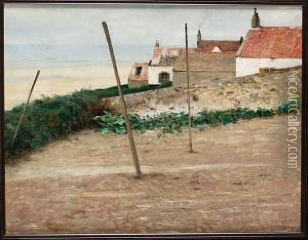 Fiskeby, Bretagne Oil Painting - August Wilhelm Nikolaus Hagborg