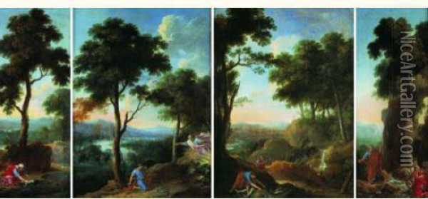 Quatre Scenes De La Vie De Moise : Oil Painting - Herman Van Swanevelt