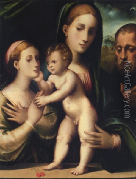 The Holy Family With Saint Catherine Oil Painting - Bartolomeo Ramenghi