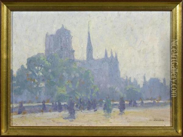 Notre-dame Oil Painting - Maurice Grun