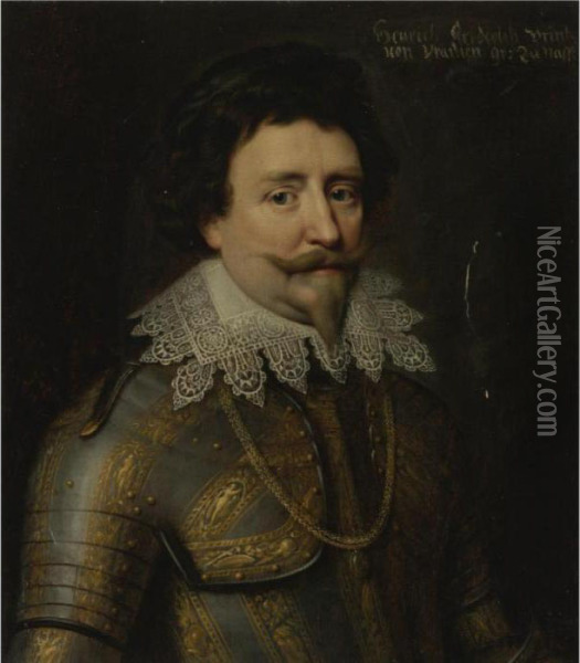 Portrait Of A Nobleman, Half 
Length, Thought To Be Frederickhendrick, Prince Of Orange And Stadholder
 Of The United Provinces(1584-1647) Oil Painting - Michiel Jansz. Van Miereveldt