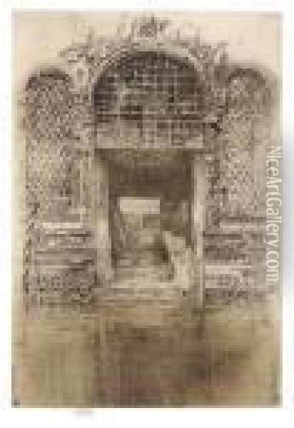 The Doorway, From Twelve Etchings Oil Painting - James Abbott McNeill Whistler