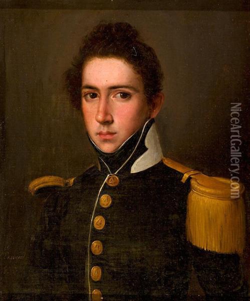 Retrato De Un Joven Militar Oil Painting - Antonio Maria Esquivel Y Suarez De Urbina