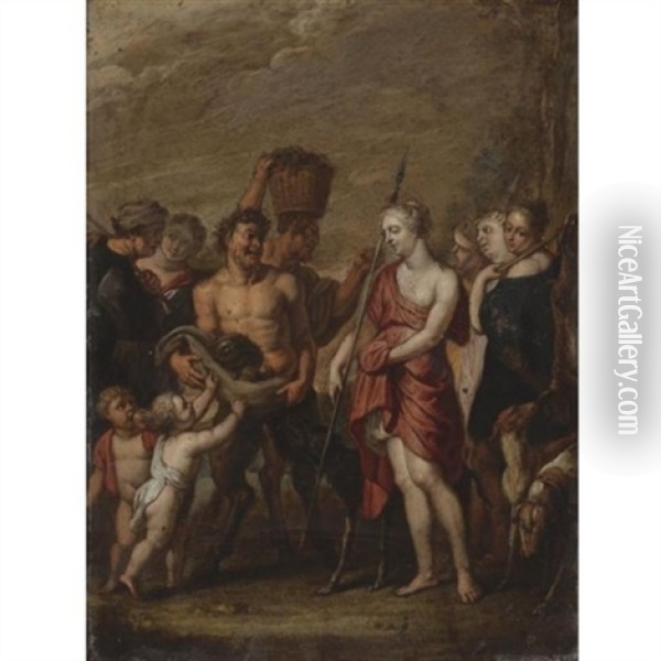 Diana And Her Nymphs Bathing Oil Painting - Charles de La Fosse