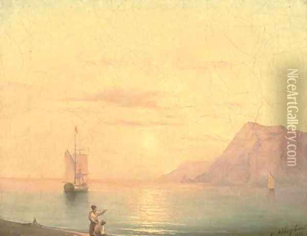 Sunset over the sea Oil Painting - Ivan Konstantinovich Aivazovsky
