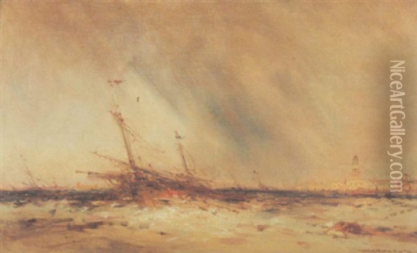 Segelschiffe In Der Lagune Von Venedig Oil Painting - Henri Duvieux