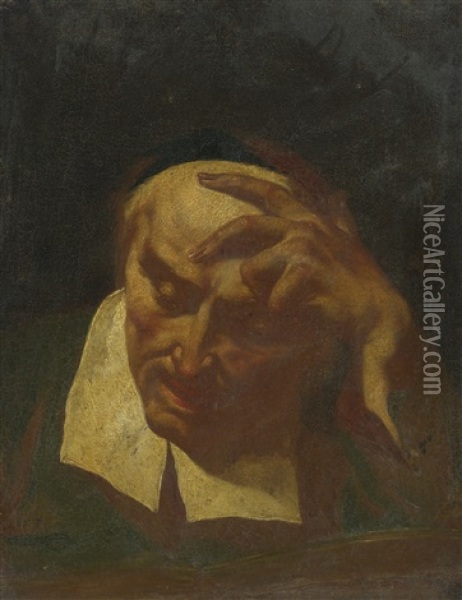 Head Study Of An Elderly Man Reading Oil Painting - Giovanni Battista Piazzetta