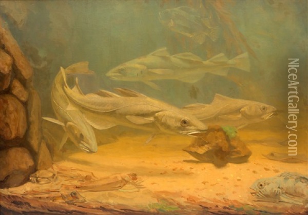 Kabeljouwen / Codfish Oil Painting - Gerrit Willem Dijsselhof