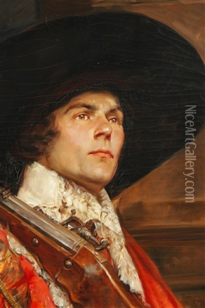 Portrait Of A Spanish Cavalier Oil Painting - Alex De Andreis