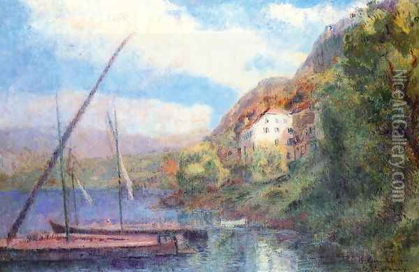 The Shores of Lake Geneva at Saint-Gingolph Oil Painting - Albert Lebourg