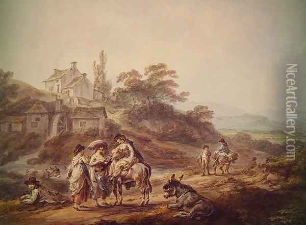 The Water Mill Oil Painting - Julius Caesar Ibbetson