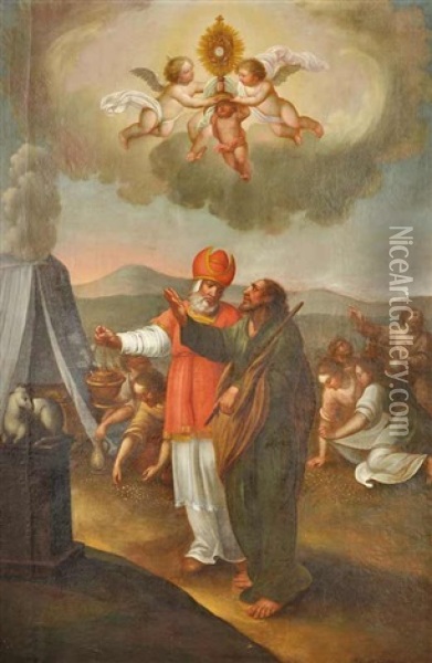Moses - Gathering Manna Oil Painting - Johann Christian August Birnbaum