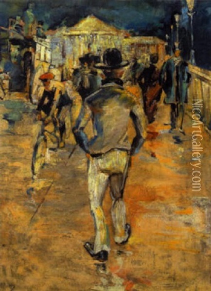 Pariser Strasenszene Oil Painting - Peter Alexanrovitch (Pierre) Nilouss