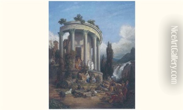Temple A Tivoli Oil Painting - Pierre Joseph Celestin Francois