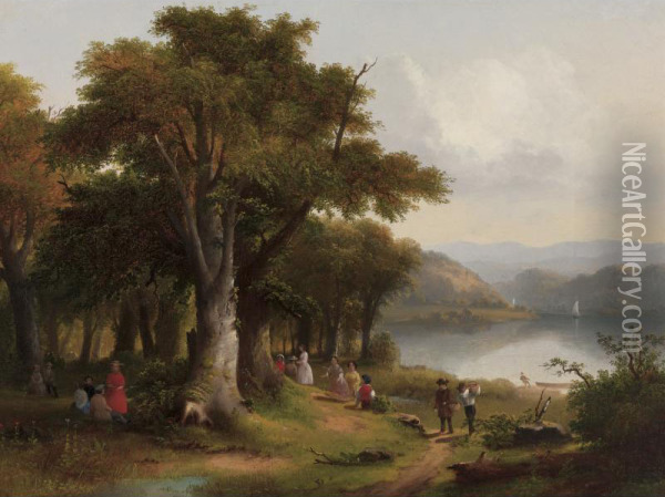 Picnic On The Hudson Oil Painting - James Dougal Mac Hart